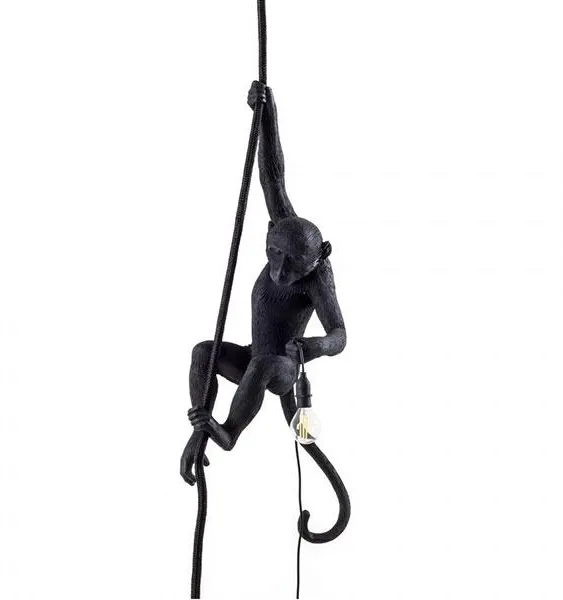 Seletti Monkey With Rope Loftlampe Sort Udendørs